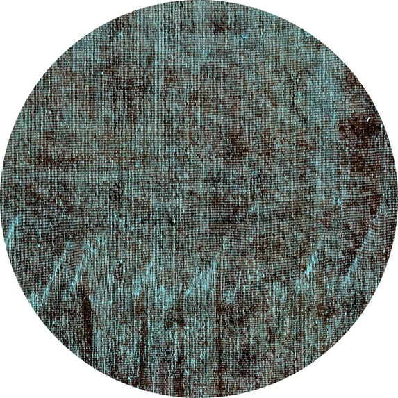 Ahgly Company Indoor Round Abstract Light Blue Modern Area Rugs, 7' Round