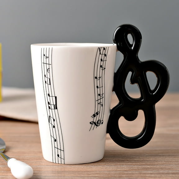 Musician Gift Ceramic Coffee Mug 7oz/200ml - Guitar & Sheet Music Design, Microwave & Dishwasher Safe for Music Lovers/Teachers (Porcelain Cup) Multicolor