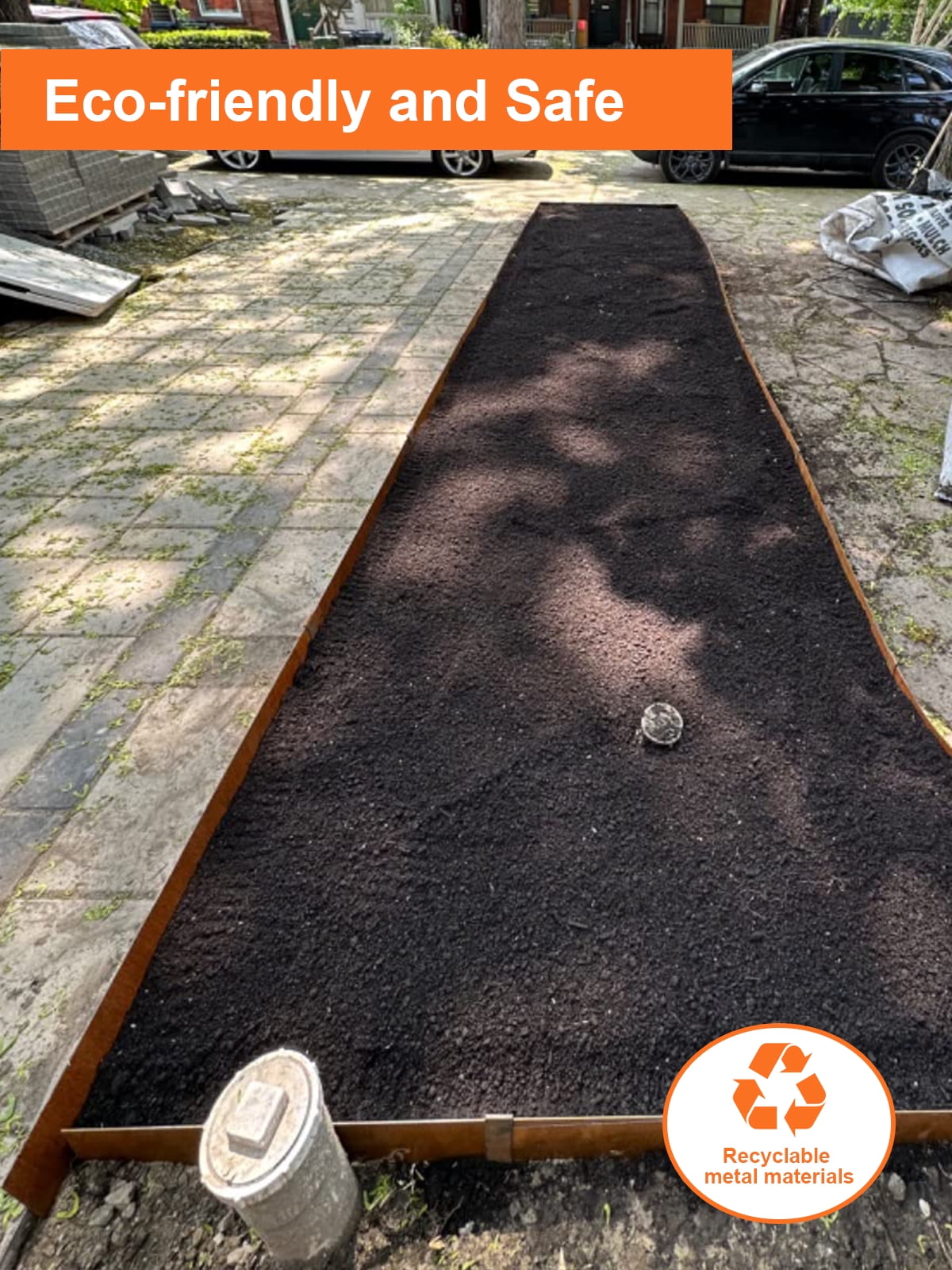 Vinci Landscape Edging Border, 40" L x 4" H 3Pack 10FT Total Rusted Corten Steel Garden Edging with Spikes, Sturdy Elegant Metal Lawn Broder for Flower Beds, Pathways, Paver Edges and Yard