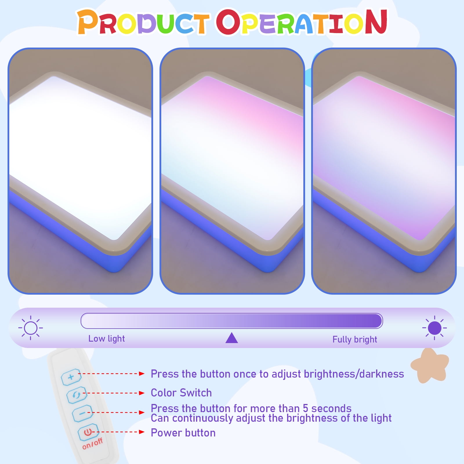 Wekvgz Bright LED Display Table Box for Kids Adjustable Brightness Sensory Desk Color Lighting Discovery Educational Toys for Boys Girls