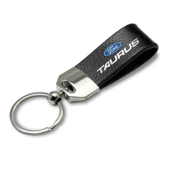 iPick Image for Ford Taurus Large Genuine Black Leather Loop Strap Key Chain, Official Licensed