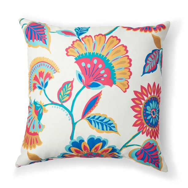 Mainstays Colorful Floral Decorative Throw Pillow, 18"x18", 1pc square