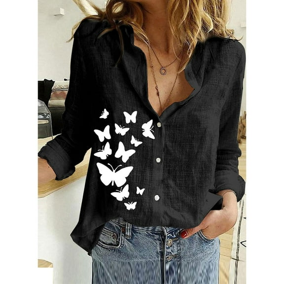 ZHENHONG Button Down Shirts for Women Womens V Neck Roll Up Sleeve Button Down Blouses Tops,Black Women Blending Shirts L