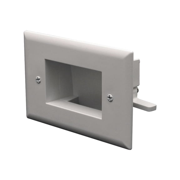 Datacomm Electronics 45-0009-WH Easy-Mount Slim-Fit Recessed Low-Voltage Cable Plate, White