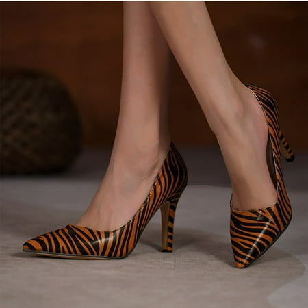 

Women s Pumps Shoes High Heels Pointy Toe Dress Pump Zebra Print Stilettos Office Lady Party Weeding Bridal