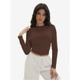thumbnail image 3 of Women's Cropped T-Shirt - Long Sleeve Slim Fitted Top for Casual, Workout & Layering | Trendy Basic Crop Top, 3 of 6