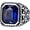 Blue, variant on Men's Stainless Steel Vintage Personality Trendy Mysterious Symbol Pattern Carved Chunky Large Gemstone Signet Ring