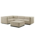 thumbnail image 2 of Modway Conjure Channel Tufted Upholstered Fabric 5-Piece Sectional in Black Beige, 2 of 10