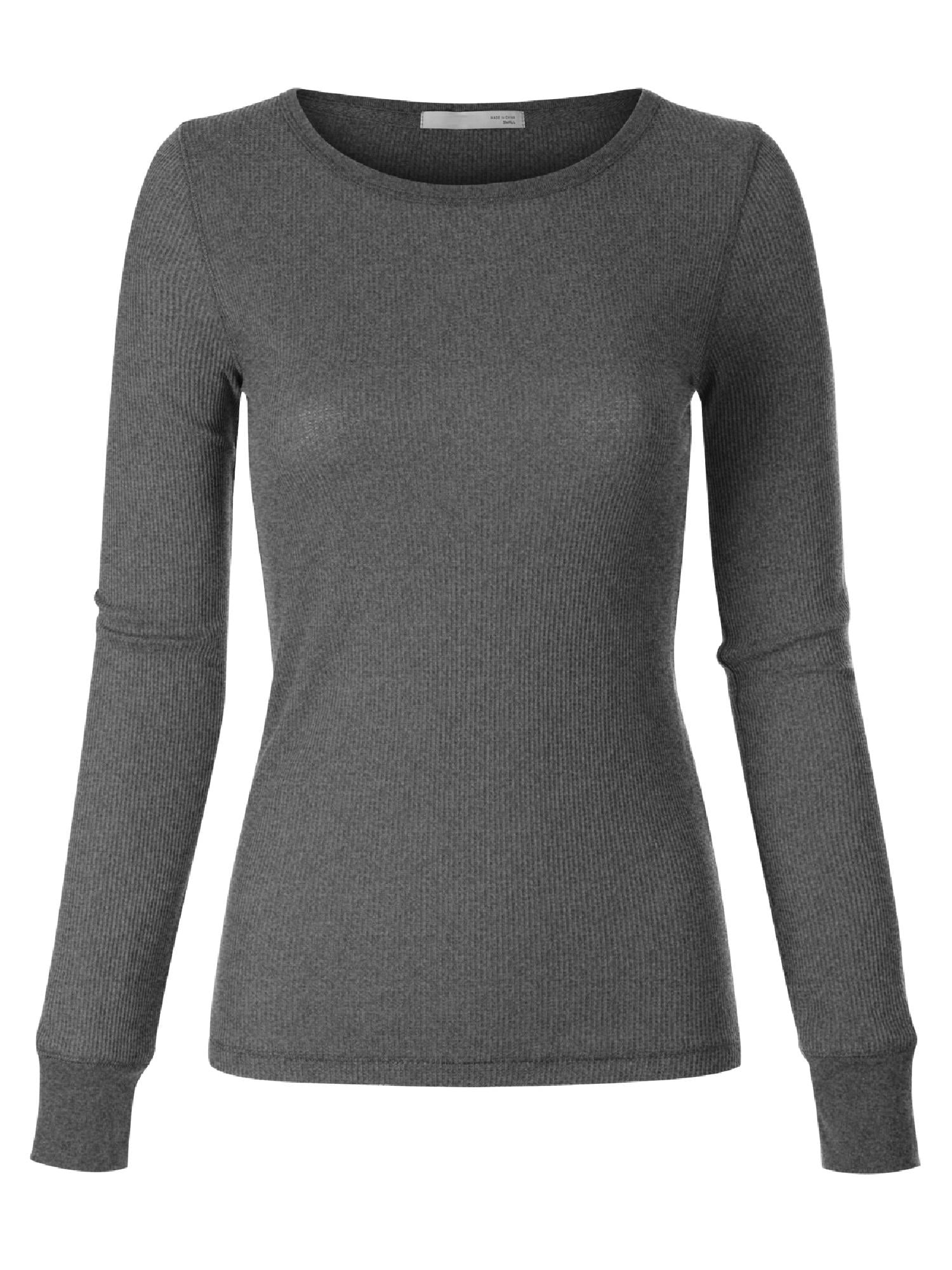 Doublju Womens Long Sleeve Thermal Henley Top With Female Plus Size ...