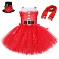thumbnail image 4 of Vestido de tutú rojo brillante de Papá Noel, disfraz navideño para niñas, vestido de princesa con lentejuelas brillantes, vestido de fiesta de Navidad para niños, vestido de baile de Año Nuevo, 4 of 5