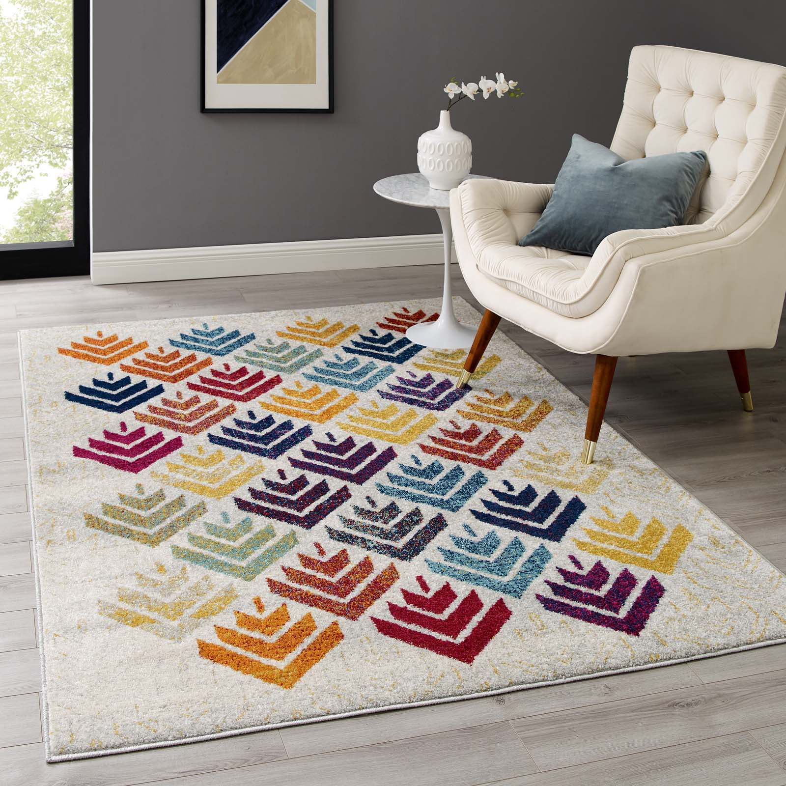 Entourage Florin Abstract Floral 5x8 Area Rug in Multicolored