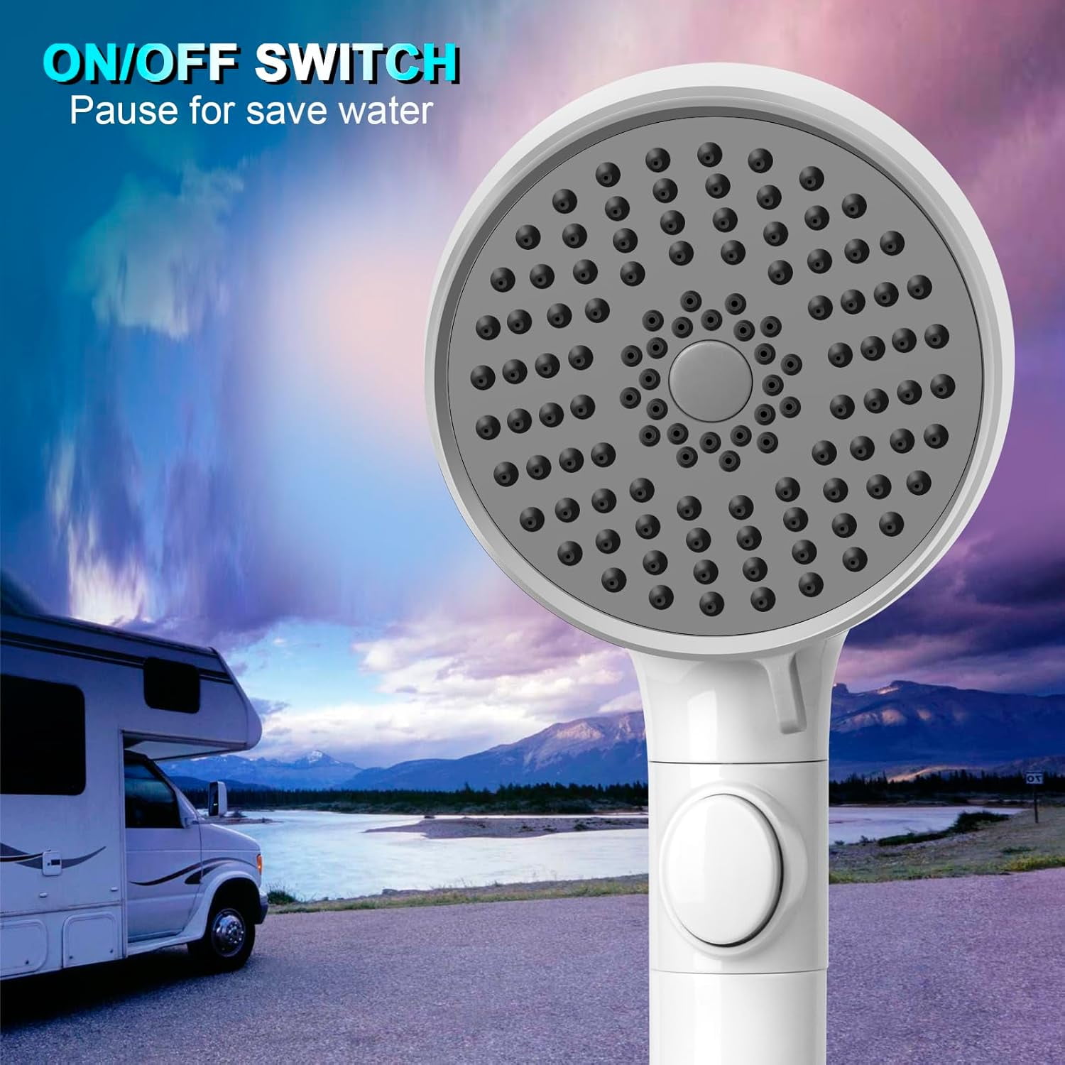 SONGAUN RV Shower Head with Hose, High Pressure 5 Mode Shower head Replacement, Shower Head for RV/Campers, Travel Trailer, Motorhome for Water Saving