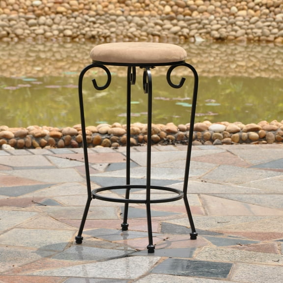 Mandalay Iron 29-inch Bar Stools with Microsuede Seat (Set of 2) - Tan