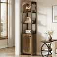 thumbnail image 3 of Tribesigns 4-Tier Slim Solid Wood Storage Cart Set of 2, Narrow Kitchen Rolling Carts on Wheels, Walnut, 3 of 9