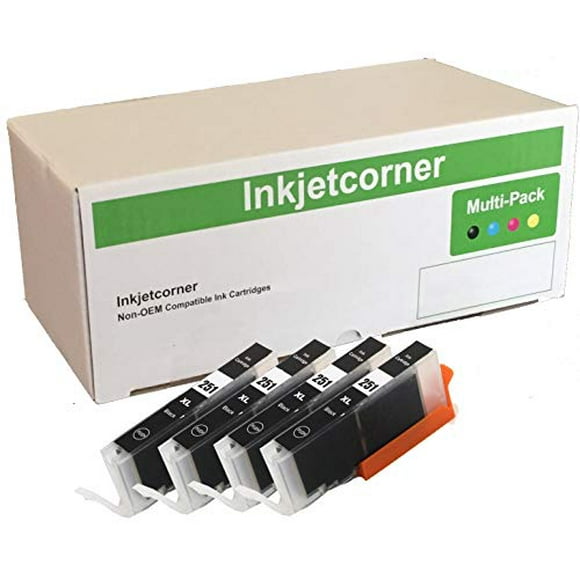 Inkjetcorner Cartouche d'Encre Compatible de Remplacement pour CLI-251TG CLI-251 MG5420 MG5422 MG5520 MG5522 MX722 MX922 MG7120 MG6420 (Petit Noir, Lot de 4)