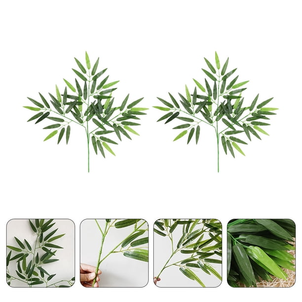 MERRYHAPY 2Ud Hojas Decorativas De Bambú Verde Con Textura Para Adorno De Plantas