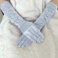 thumbnail image 2 of Ediodpoh Women Solid Color Satin Pleated Wedding Gloves for Party Events and Elegant Occasions Silver, 2 of 4