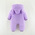 thumbnail image 4 of Newborn Baby Bear Onesie Outfit Suit Girls Boys Fleece Jumpsuit Romper Hooded Winter Snowsuit Clothes Purple 0-3 Months, 4 of 4