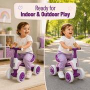 FUPOJH 4 Wheel Baby Balance Bike, Lightweight PP Frame, Silent EVA Tires, 135° Anti-Tip, Ages 1-4,Purple