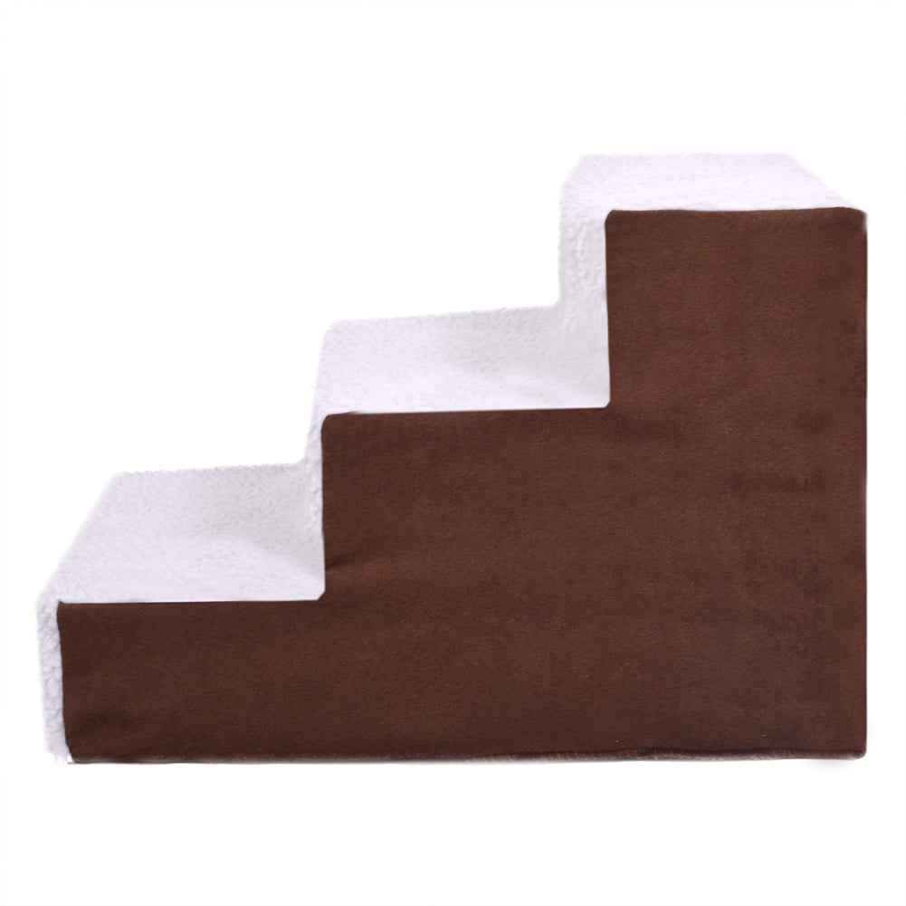Pefilos Non-Slip Pet Stairs 3 Steps Portable 3 Tiers Cats Dog Ladder, Brown+White Pefilos Non-Slip Pet Stairs 3 Steps Portable 3 Tiers Cats Dog Ladder, Brown+White