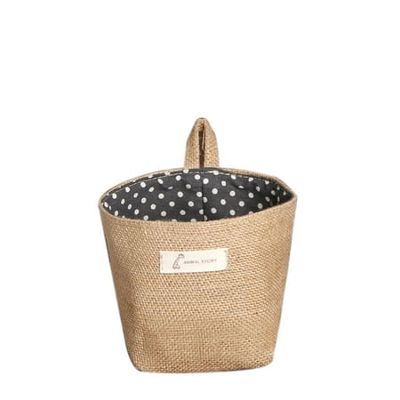 Binmer Polka Dot Small Storage Sack Cloth Hanging Non Woven Binmer Polka Dot Small Storage Sack Cloth Hanging Non Woven Basket Bk