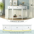 thumbnail image 3 of 51" Modern Curved Console Table, Solid Wood Half Moon Sofa Table with 3 Drawers and Open Bottom Shelf, Vintage Narrow Entryway Table for Hallway Living Room Bedroom, Wihte, 3 of 9