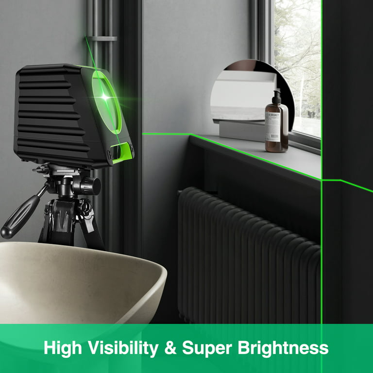 Huepar Green 200-ft Self-Leveling Indoor/Outdoor Cross-line Laser Level  with 360 Beam in the Laser Levels department at