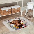 thumbnail image 2 of FJPT Non Slip Flannel Polyester Floor Mat With Cow And Flowers Design For Bathroom Kitchen Bedroom Decor 31.5x19.7 inch, 2 of 5