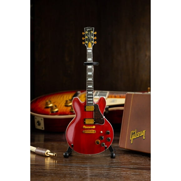 BB Roi Gibson Cerise ES-355 Lucille Mini Guitare Réplique de Collection