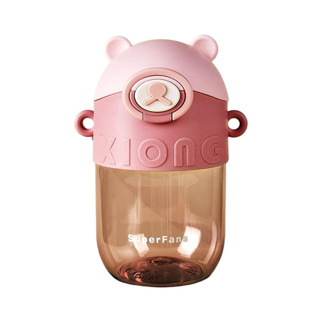 jinwen Water Cup Flip Straw Lid Toddler 600ml Leakproof Kids Water Bottle Water Jug for Pink