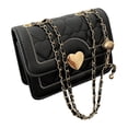 thumbnail image 1 of Bolso de mano con hebilla de corazón, elegante bolso de hombro para mujer para todas las ocasiones, color negro, talla única, estilo veraniego, 1 of 8