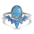 thumbnail image 1 of Blue Opal Bridal Wedding Engagement Ring Set for Women (Size 6), 1 of 6