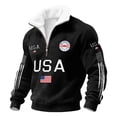 thumbnail image 3 of 250th Anniversary Sweatshirts Long Sleeve Usa Flag Print Stand-Up Collar 1/4 Zipper Sweatshirts Patriotic Retro Top, 3 of 3