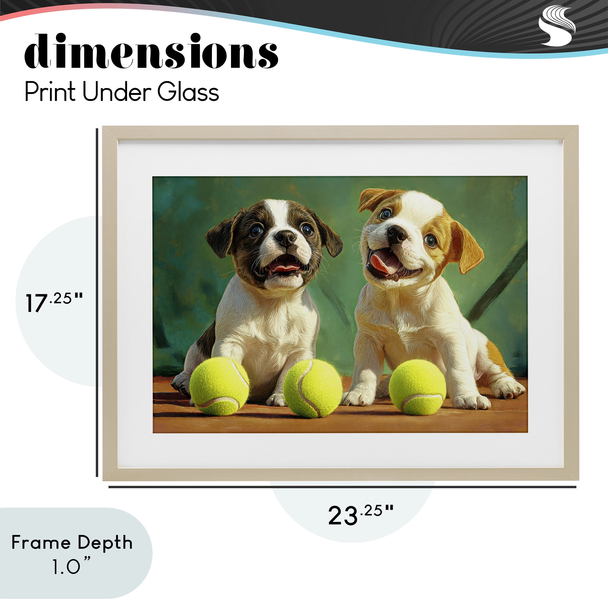 Stupell Industries Adorable Puppies with Tennis Balls Birch Framed Print Under Glass, design by Imagine It Images