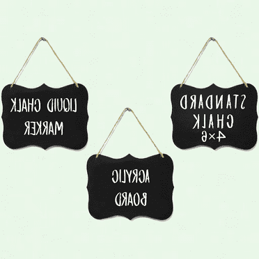 Acrylic Chalkboard Hanging Signs 4x6" (Pack of 3) - Double Sided for Chalk and Liquid Chalk Marker - Memo Message Sign - Craft Blackboard