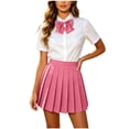 thumbnail image 2 of IUYRTFE Women's Pleated Mini Skirt with Adjustable Waist and Bow Tie – Classic A-Line Short Skirt Set for Casual Daily Wear, 2 of 9