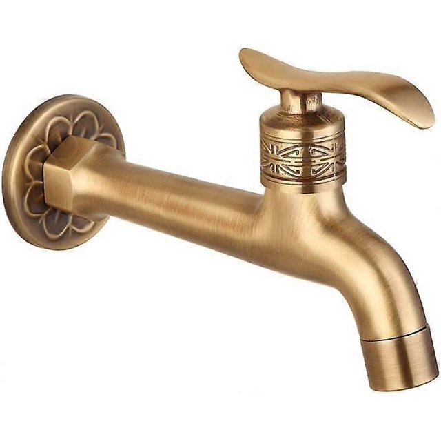 Antique Brass Faucet Handle Laundry Bathroom Wall Mounted Washing Machine Faucet Outdoor Garden Single Hose Cold Faucet