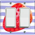 thumbnail image 1 of Metal Light Switch Plate Cover Ripe Red Strawberry Purple Stripes FUT005, 1 of 13