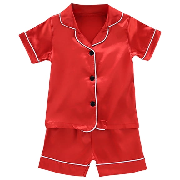 XZNPDUCQ Toddler Boy's Girls Cotton Short Sleeve T-Shirt and Short Set Girls Summer Cartoon Prints Tops Elastic Shorts 2PCS for Children Clothes Set Pajamas & Dailywear Set (2-3 Years,Red)