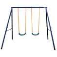thumbnail image 2 of Gzxs Swing Sets for Backyard, Heavy Duty Metal Swing Frame Saucer Swing,A Frame Metal Swing Set with 2 Swing Seats,Belt Swing,Great for Indoor and Outdoor Activities (Blue), 2 of 7