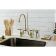 thumbnail image 2 of Kingston Brass KS7797BALBS Heirloom Two-Handle 3-Hole Deck Mount Bridge Kitchen Faucet with Brass Side Sprayer in Brushed Brass, 2 of 7