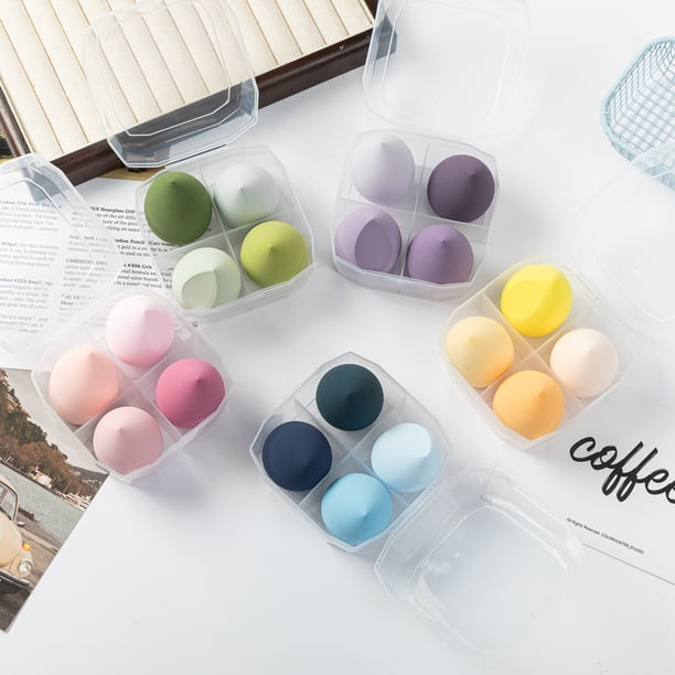 Botella flotante de maquillaje de belleza, huevos que no comen polvo con caja de almacenamiento, esponja de maquillaje, borla de maquillaje para polvos secos y húmedos, de doble uso