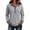 Gray, variant on Women's Henley Sweatshirt, Button Front Long Sleeve Top, Contrast Denim Collar and Cuffs Pullover, Solid Color Loose Fit Casual Blouse