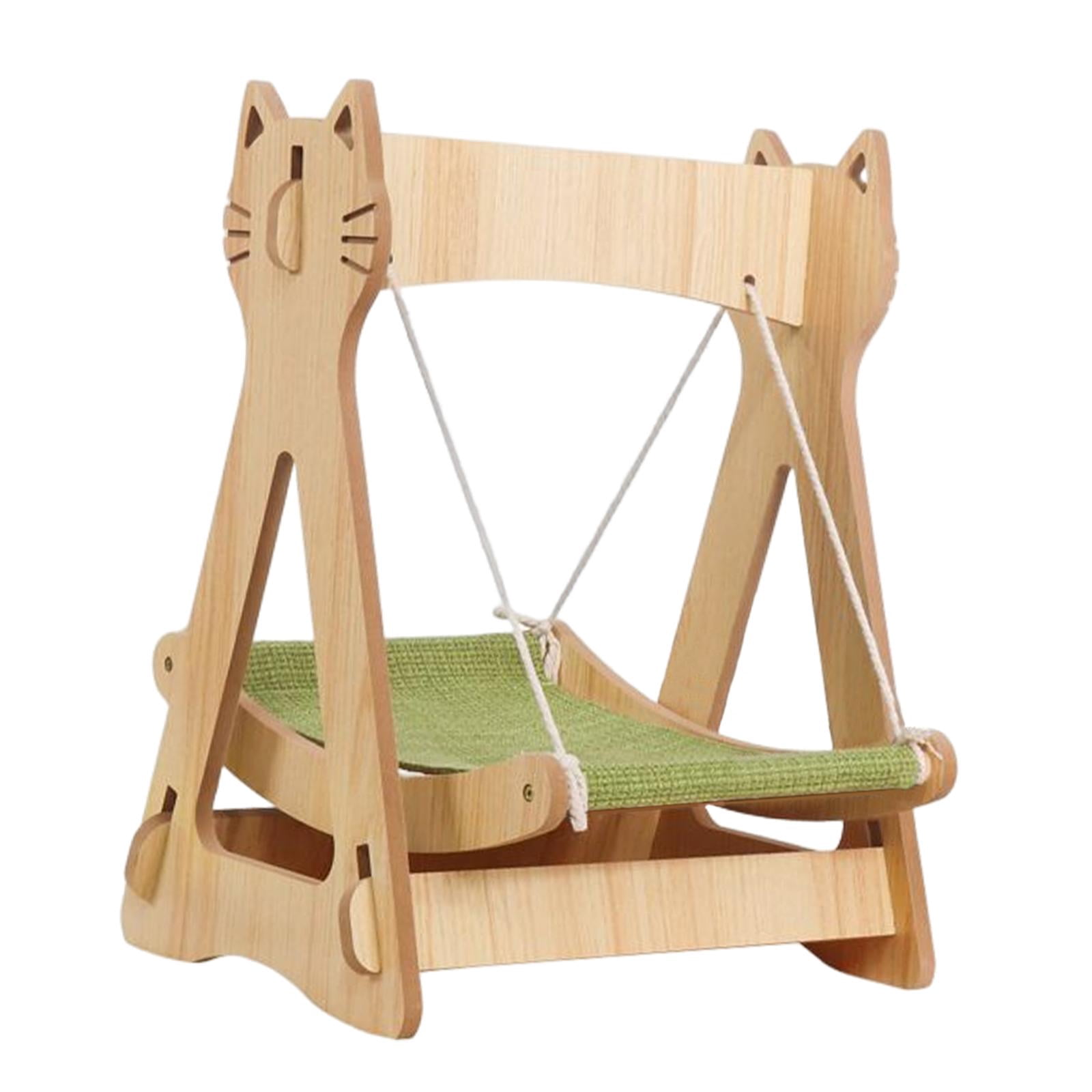 Cat Hammock Wood Elevated Pet Bed Lounger Stable Structure Easy to ...