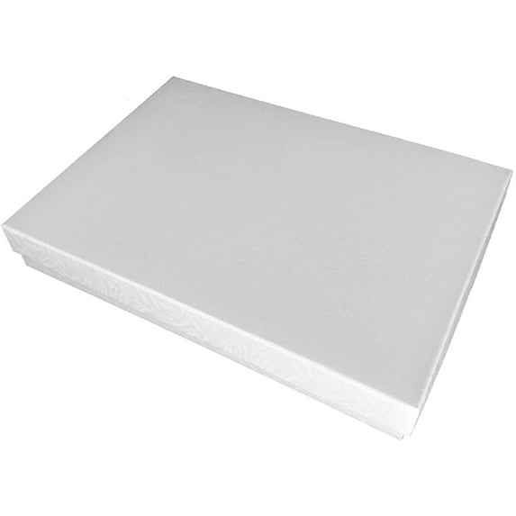 N'icePackaging - 10 Qty White Swirl Imported Cotton Filled Large Necklace Jewelry Boxes - for Large Necklaces & Jewelry Combinations- 7 1/8" x 5 1/8" x 1 1/8"