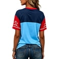 thumbnail image 4 of 2026 Soccer Shirt for Women Usa Soccer Jersey Jersey Color Block V Neck Short Sleeve Raglan Shirts Loose Summer Tees, Sky Blue XXL, 4 of 4