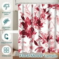 thumbnail image 5 of Dznils Red Floral Fabric Shower Curtain, Modern Watercolor Bathroom Curtain with Hooks, 72" x 72", 5 of 12