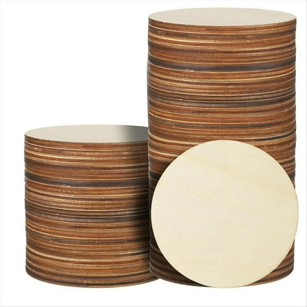 Rollbacks & More 36 Pcs 4 Inch Wood Circles Unfinished Round Wooden Discs Blank Rounds Natural Cutouts Slices