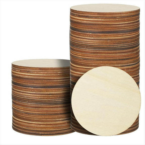 36 Pcs 4 Inch Wood Circles Unfinished Round Wooden Discs Blank Rounds Natural Cutouts Slices