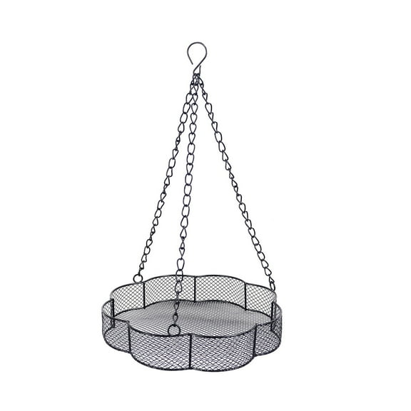 Komiseup Hanging Feeder Seed Tray, Platform Metal Mesh Seed Holder, Outdoor Garden Decoration for Wild Backyard Attracting Birds Square